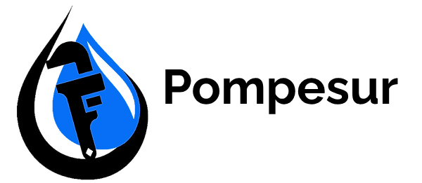 Un logotipo para una empresa llamada pompesur con una gota de agua y una llave inglesa.
