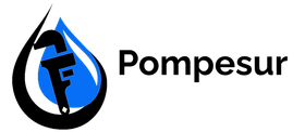 Un logotipo para una empresa llamada pompesur con una gota de agua y una llave inglesa.