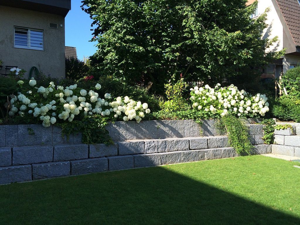 Granit Steinmauer Bepflanzung