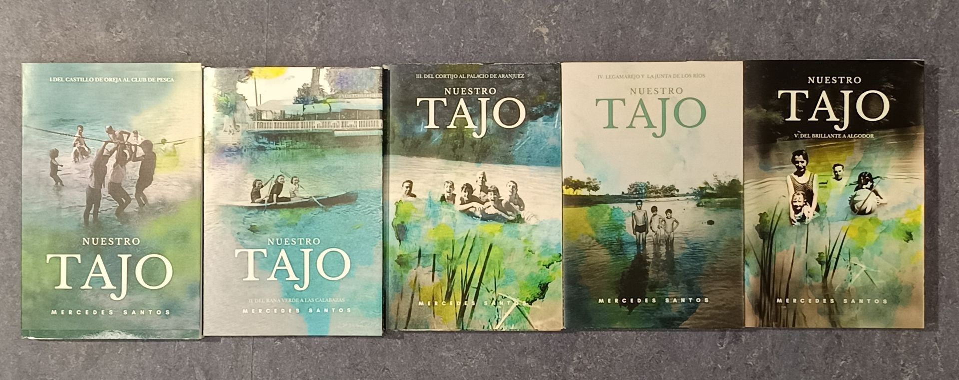 Una serie de libros llamados tajo están alineados en fila