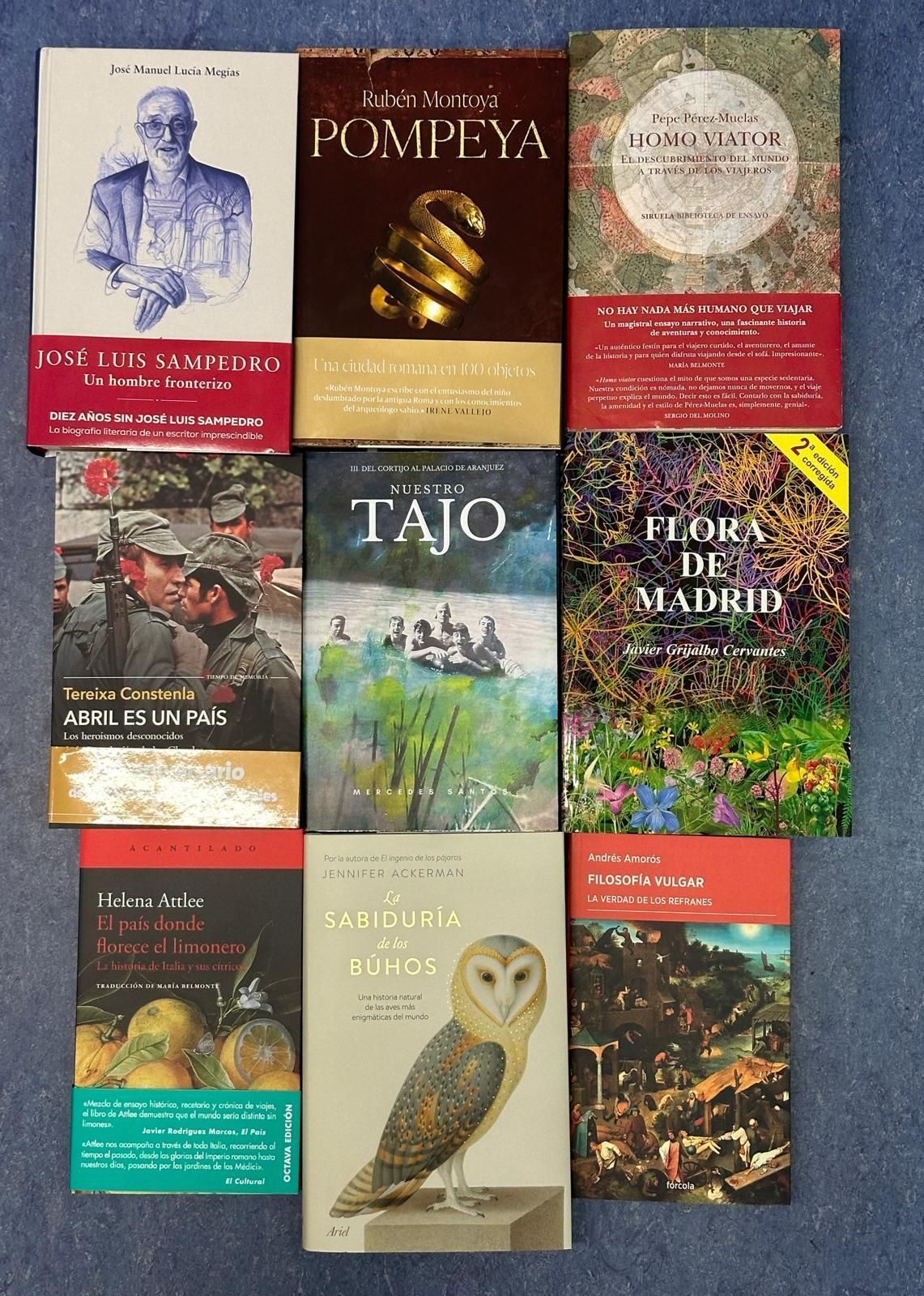 Una colección de libros que incluye Tajo y Pompeya