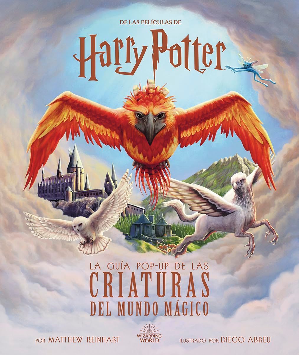 La portada de un libro de Harry Potter muestra un pájaro y un pegaso.