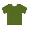 Um ícone de camiseta verde em um fundo branco.