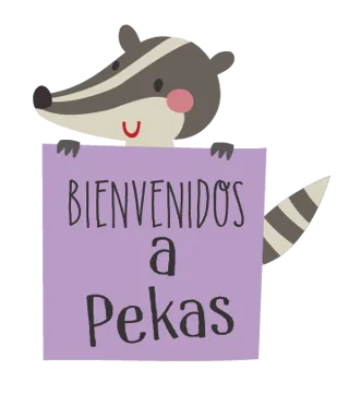 Zorrillo de dibujos animados sosteniendo un cartel morado, con 