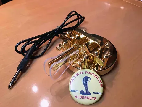 Un botón con una serpiente que dice alberkeys