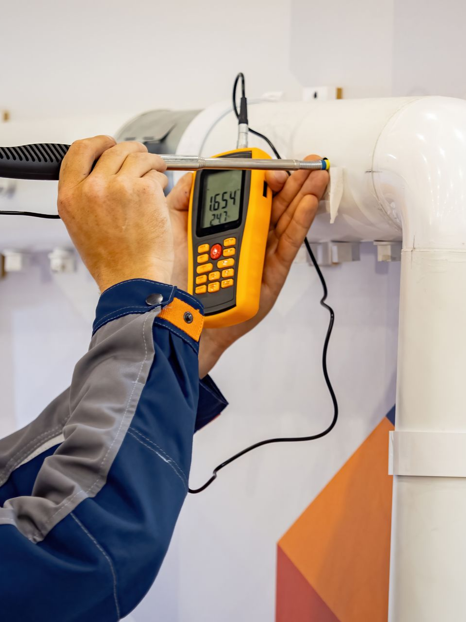 Une personne effectue un diagnostic de gaz