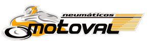Un logotipo para una empresa llamada motoval con un hombre en una motocicleta.
