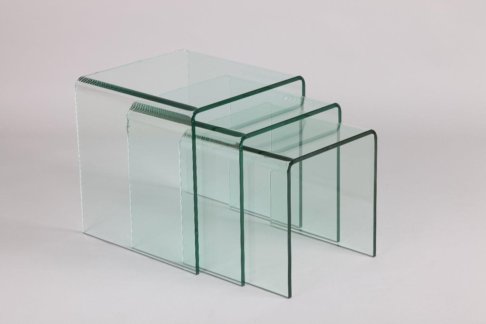 SERIE DE 3 TABLES GIGOGNES EN VERRE COURBE AS/1523