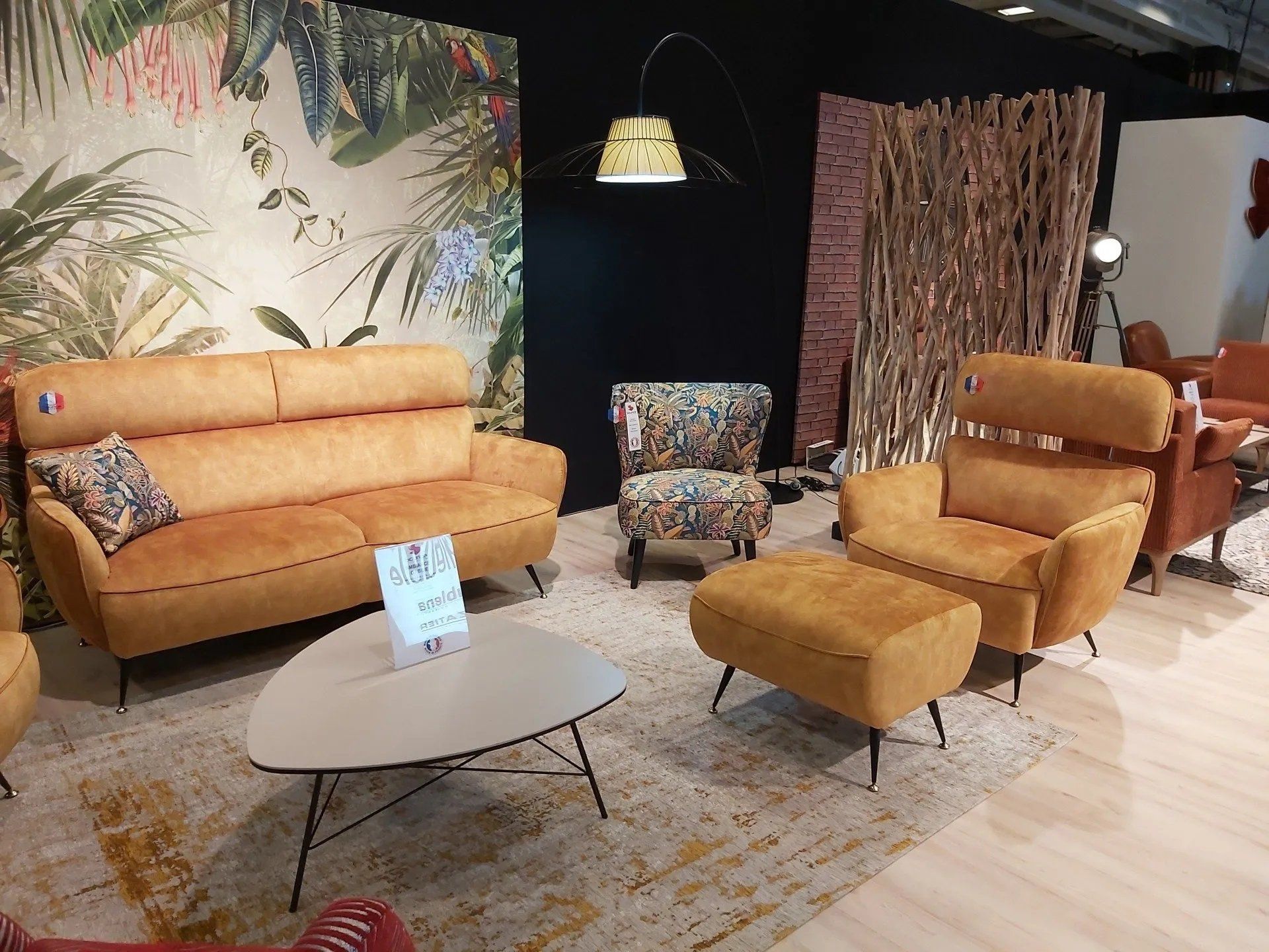 ENSEMBLE CANAPÉ FAUTEUIL GABBIE TISSU THALYS COGNAC