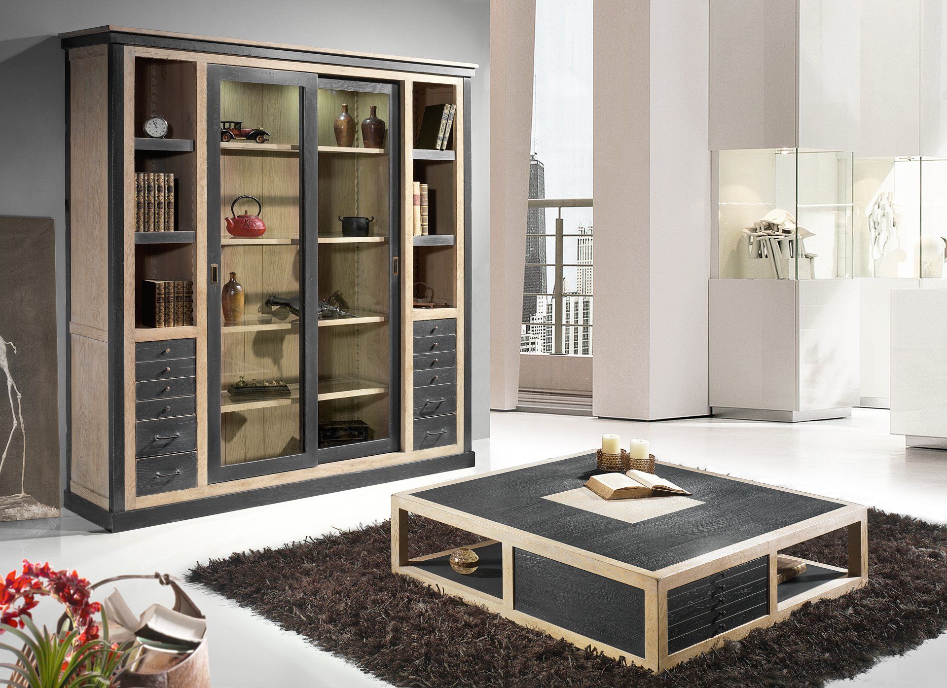 table basse 4 tiroirs 