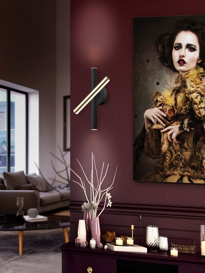 APPLIQUE 3 LUMIERES LED AVEC LISEUSE NOIR ET OR SC373845