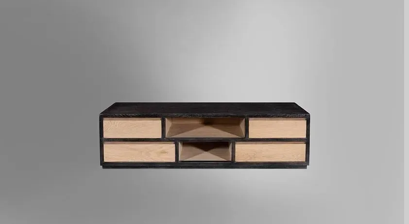 MEUBLE TÉLÉ SOFTLINE SUR SOCLE 4 TIROIRS 2 NICHES - L. 140 X H. 45 X P 45 - BOOA050 - AUTRES DIMENSIONS POSSIBLES