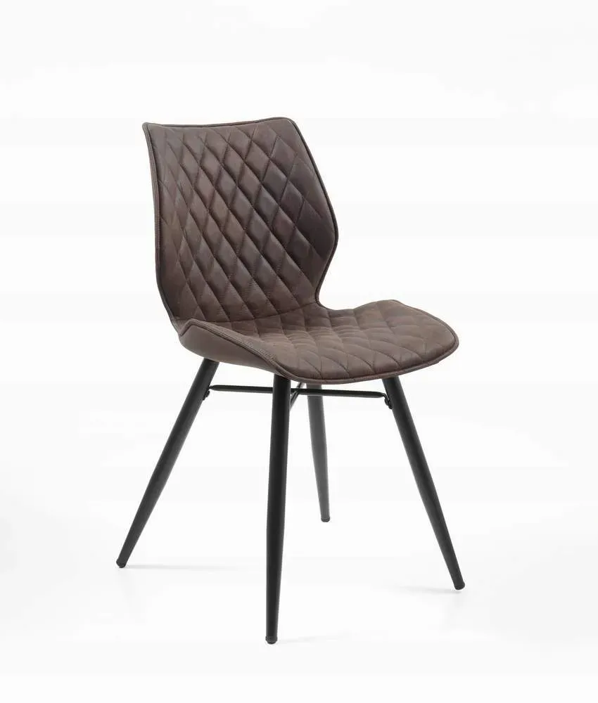 CHAISE MANON TISSU MARRON - PIÈTEMENT MÉTAL NOIR - 0160M