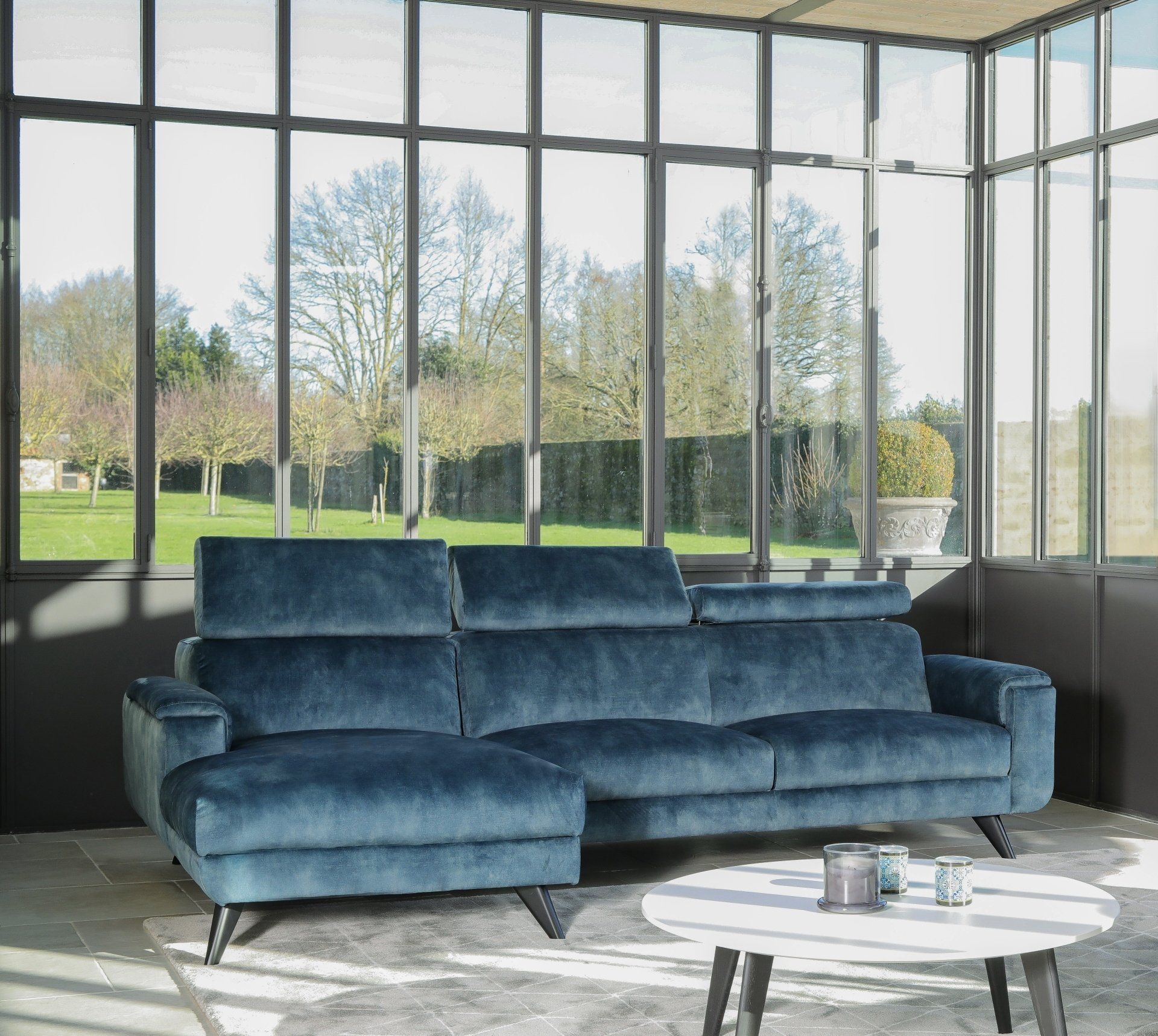 canapé méridienne cerise