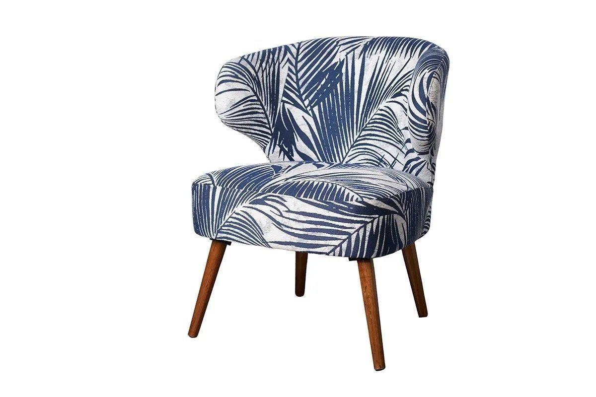 FAUTEUIL TISSU JUNGLE BLEU UNIQUE - H. 80 X L. 66 - SO/1040