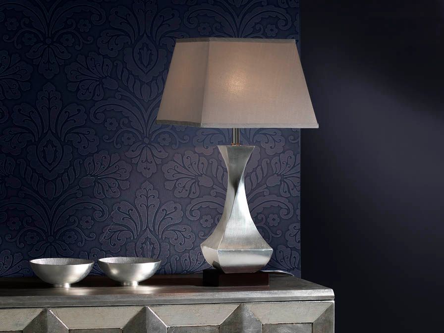 LAMPE PIED ARGENT ABAT JOUR GRIS H. 64 SC661565