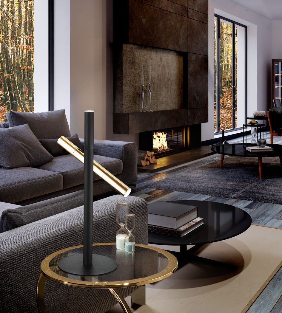 LAMPE 2 LUMIERES LED OR ET NOIR AVEC LISEUSE SC373579