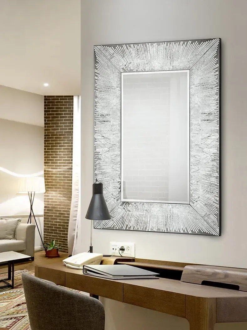 MIROIR RECTANGULAIRE ARGENT - 80 X 120  