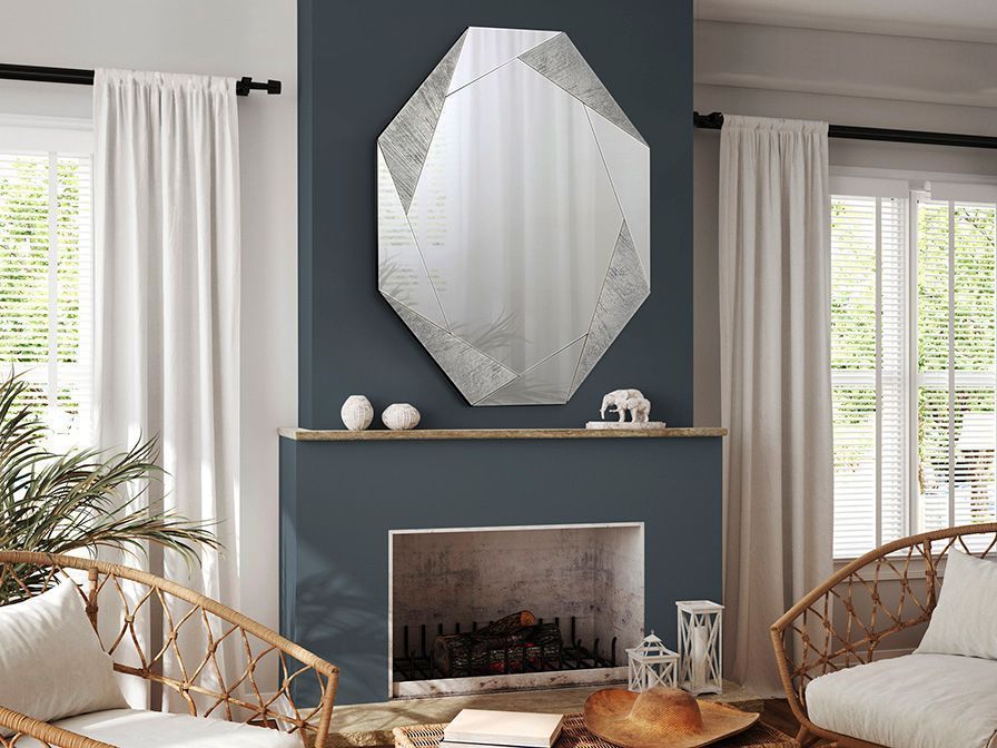 MIROIR OCTOGONAL ARGENT 120 X 92 