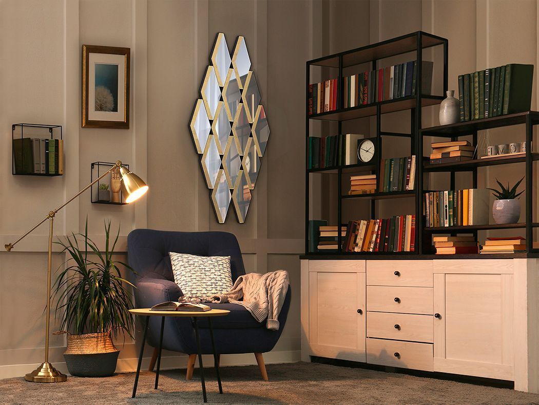 MIROIR TRIANGULAIRE 120 X 60 OR