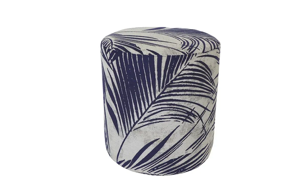 POUF ROND TISSU JUNGLE BLEU UNIQUE - H. 40 - SO/1061