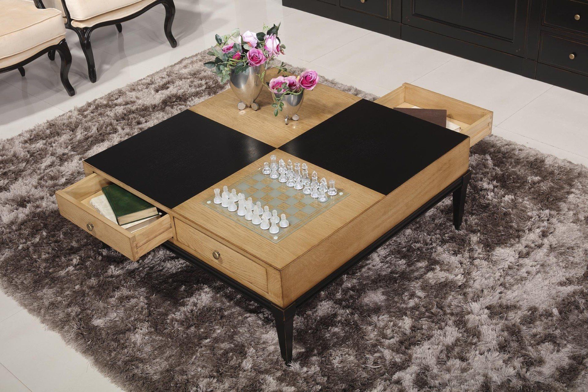 table basse carrée 4 tiroirs lisboa 