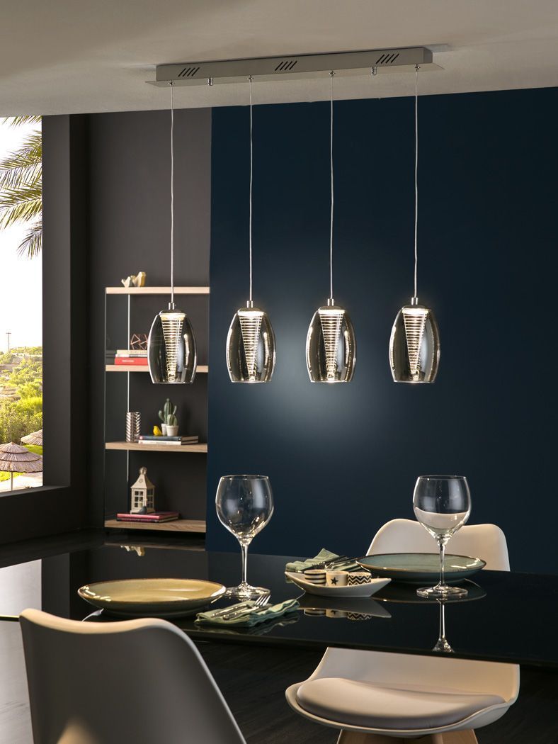 SUSPENSION VERRE 4 LUMIERES LED SC584214