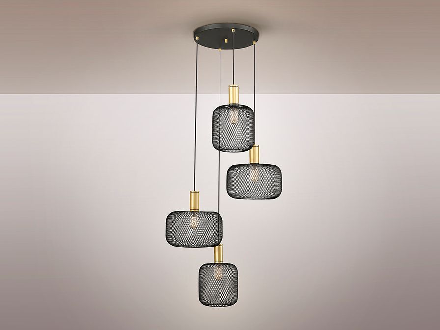 SUSPENSION METAL NOIR 4 LUMIERES SC910477