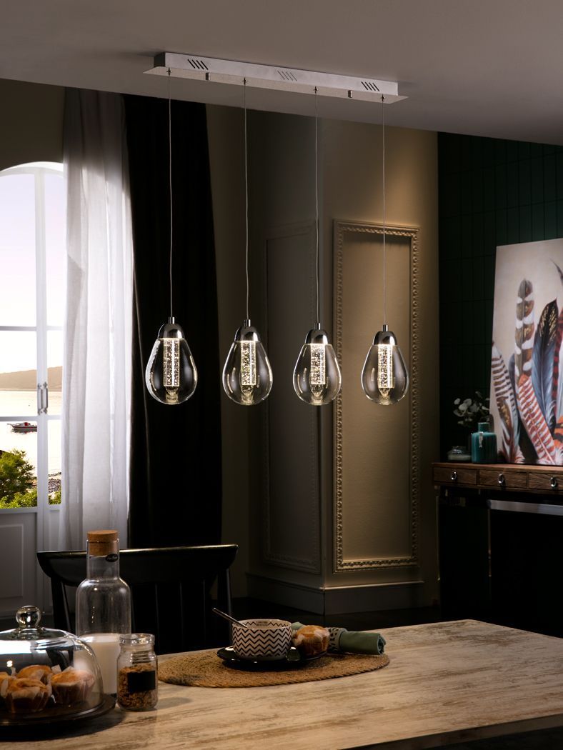 SUSPENSION VERRE 4 LUMIERES LED SC394460