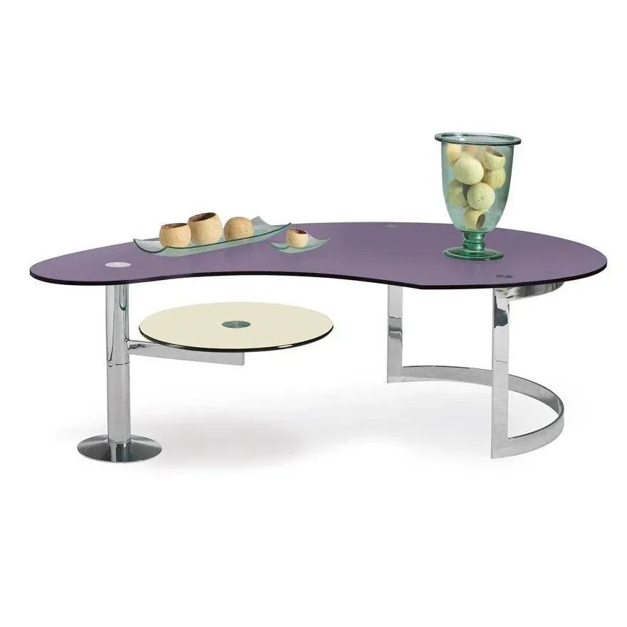 TABLE BASSE EN VERRE AVEC PLATEAU PIVOTANT L. 135 X H. 40 X P. 75 