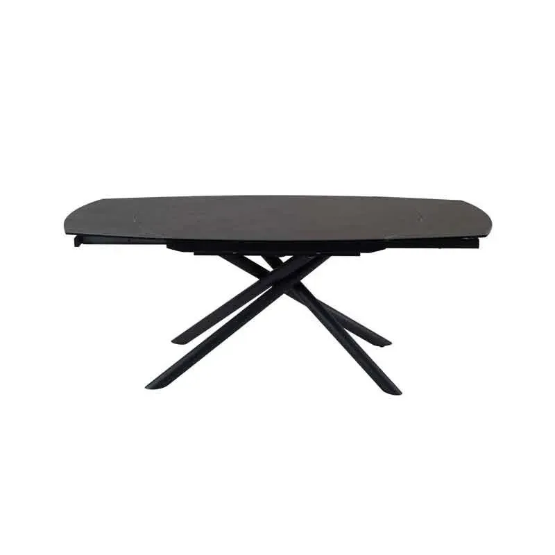 TABLE DE REPAS GLORIA DESSUS CÉRAMIQUE 130 X 100 FERMÉE - AVEC 2 ALLONGES INTÉGRÉES SUR SYSTÈME ROTATIF