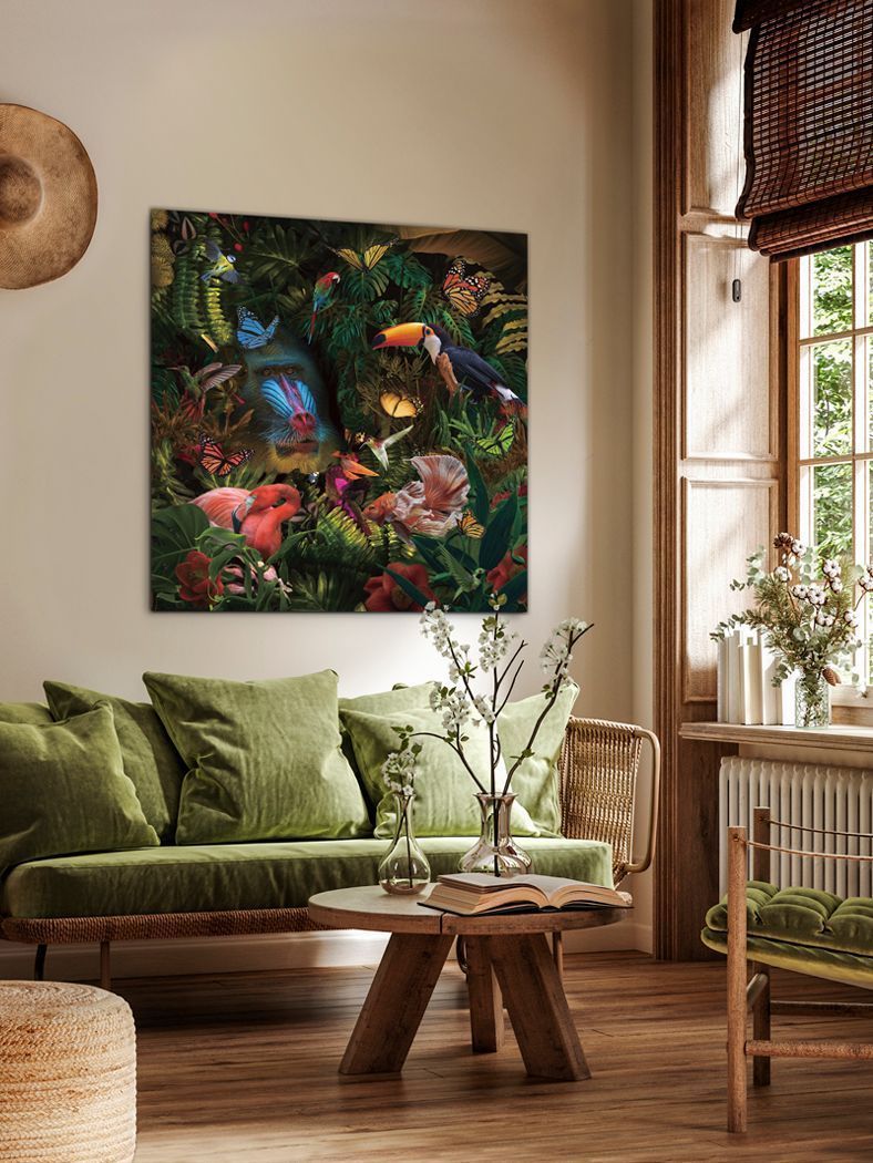 IMPRESSION SUR VERRE 100 X 100 ANIMAUX MULTICOLORES SC905473