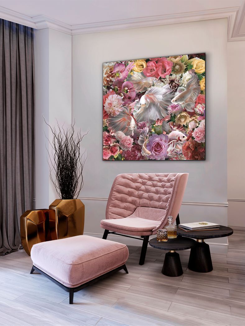  IMPRESSION SUR VERRE 120 X 120 POISSONS SC987165