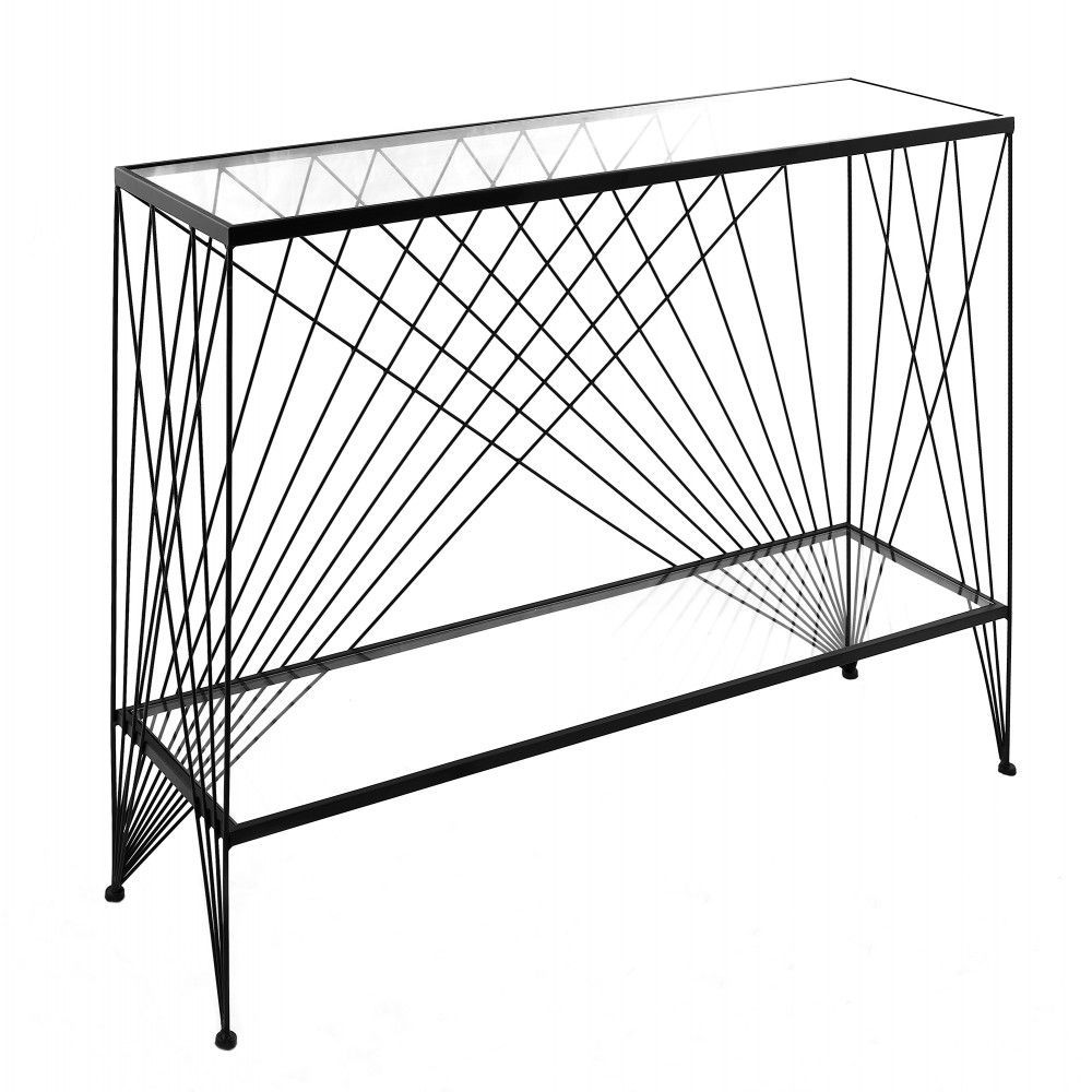 CONSOLE 2 PLATEAUX VERRE
STRUCTURE METAL NOIR