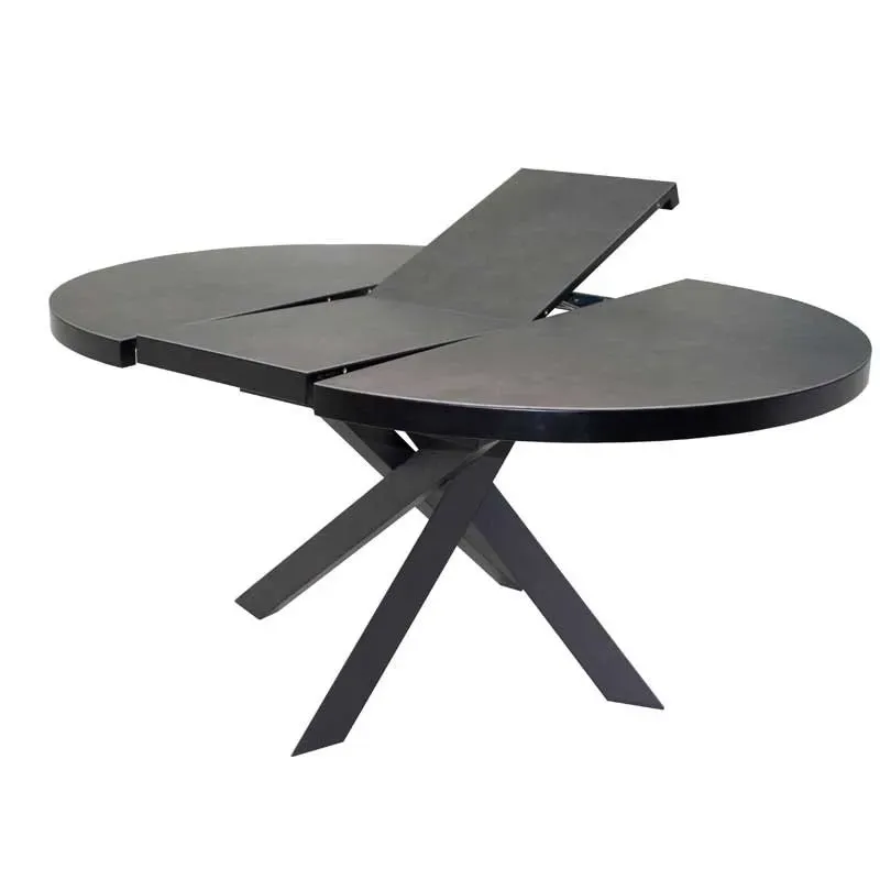 TABLE DE REPAS DIANA DESSUS CÉRAMIQUE FERMÉE Ø 120 - 1 ALLONGE PORTEFEUILLE DE 40 CM