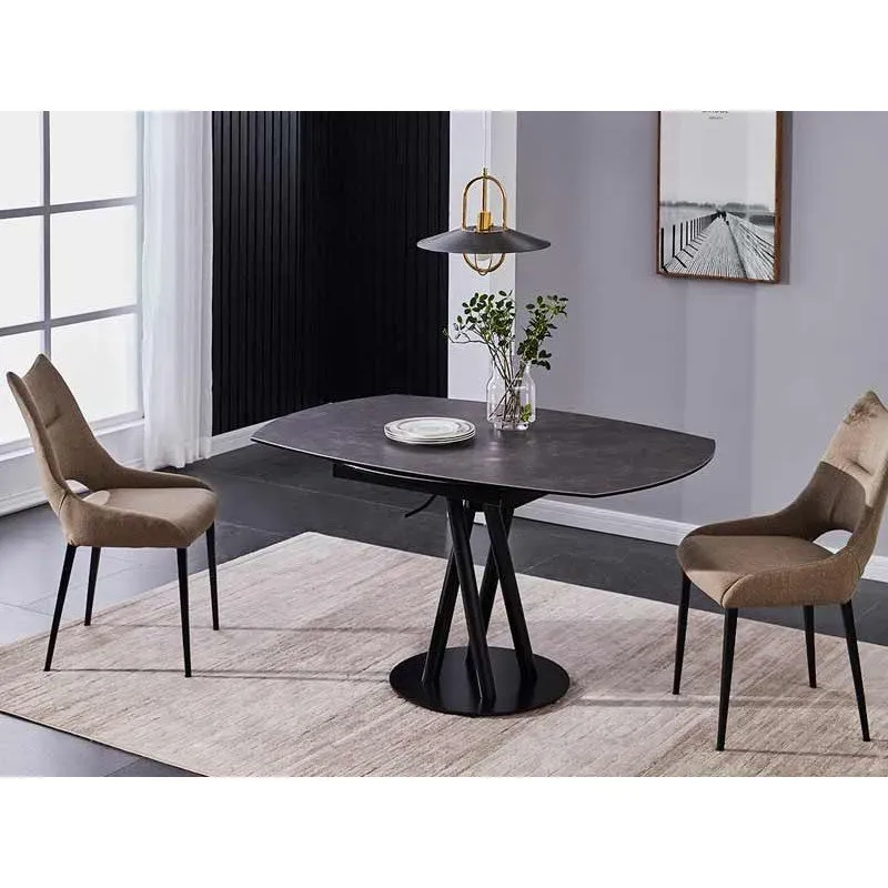 TABLE DE REPAS SARA DESSUS CÉRAMIQUE 140 X 90 FERMÉE - 2 ALLONGES INTÉGRÉES SUR SYSTÈME ROTATIF