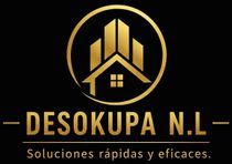 Logo dorado de DESOKUPA N.L. con icono de casa y el texto &ldquo;Soluciones r&aacute;pidas y eficaces&rdquo;