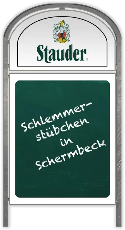 Stauder Schild mit Aufschrift: Schlemmerstübchen in Schermbeck