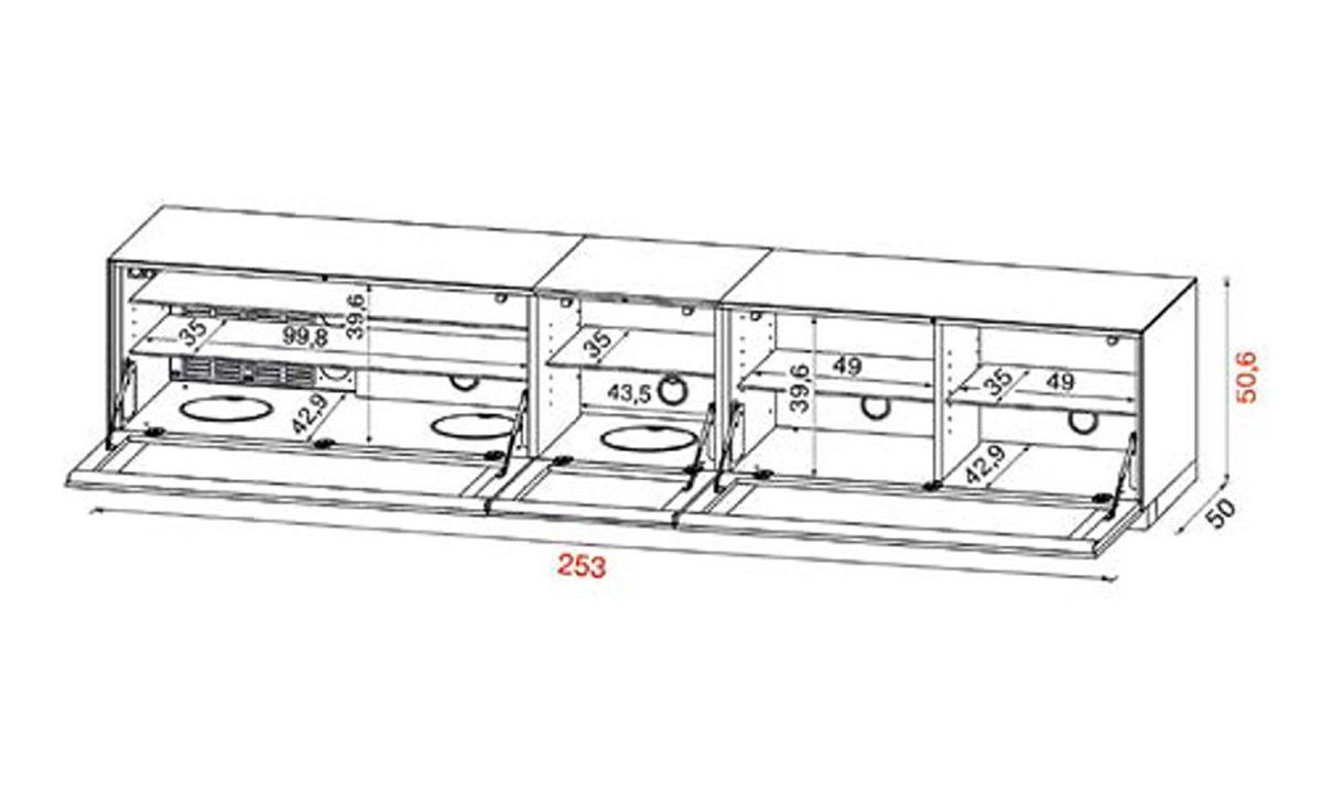 Dessin du meuble de TV en bois Catane