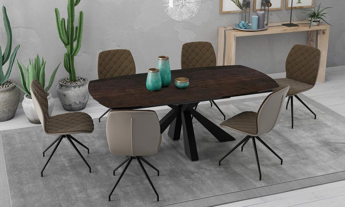 Table de repas extensible céramique acier - L200/260 x H76 x P100 cm - Fabriqué en Europe