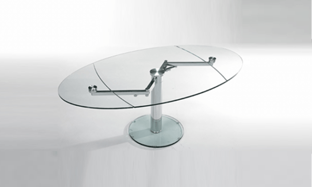 Table de repas extensible en verre avec bras extensible