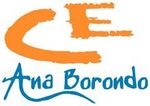 El logotipo de Ana Borondo es naranja y azul y parece una pincelada.