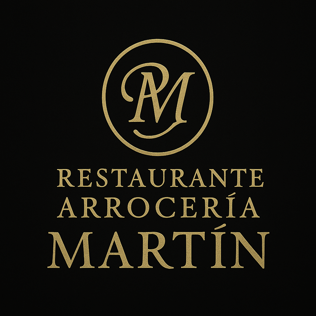El logotipo de un restaurante llamado Restaurante Arrocería Martín.
