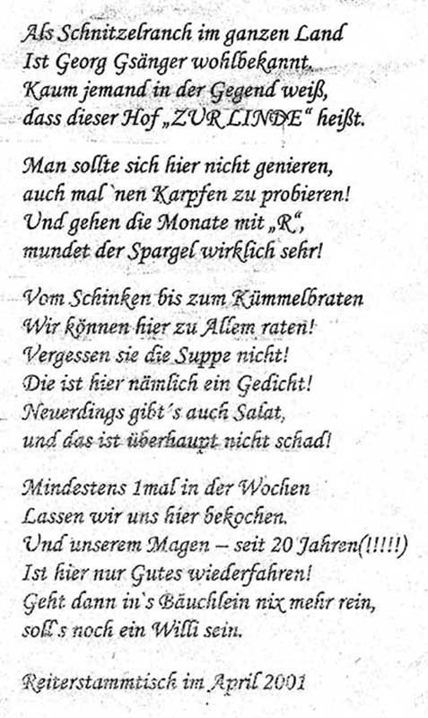 Willkommen bei Gasthaus Alte Linde in Roth - Obersteinbach