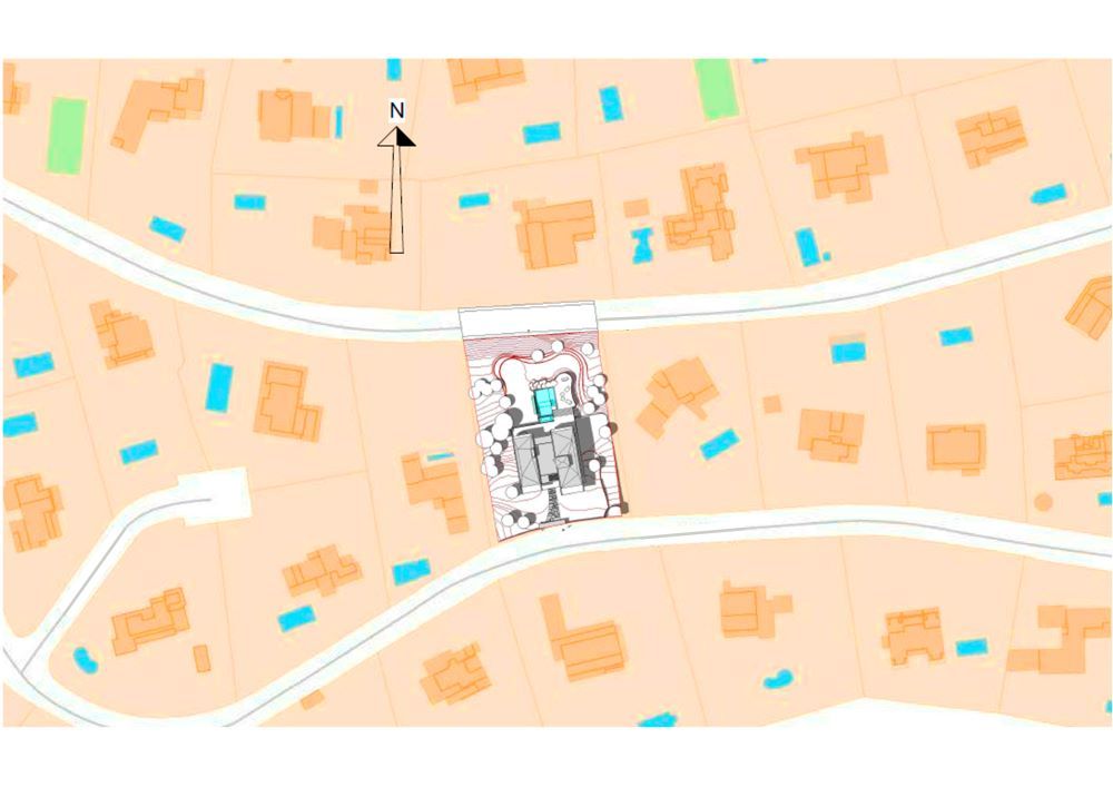 Un mapa de una zona residencial con una casa en el medio.