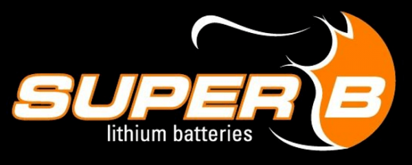 Super B Lithium-Batterien-Logo auf schwarzem Hintergrund