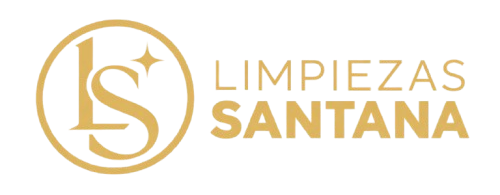 Logo de Limpiezas Santana en dorado sobre fondo blanco
