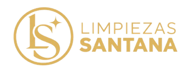 Logo de Limpiezas Santana en dorado sobre fondo blanco