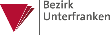 Logo des Bezirks Unterfranken, bestehend aus drei roten Dreiecken sowie dem Schriftzug