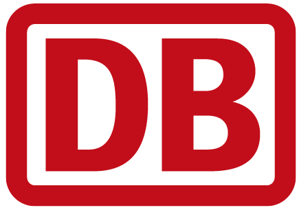 Logo der Deutschen Bahn, bestehend aus den Buchstaben D und B in roter Schrift, umgeben von einem Rechteck 